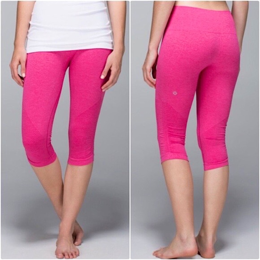 Lululemon In The Flow Crop II Heathered Jewelled Magenta Pink size 4